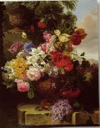 unknow artist, Floral, beautiful classical still life of flowers.097